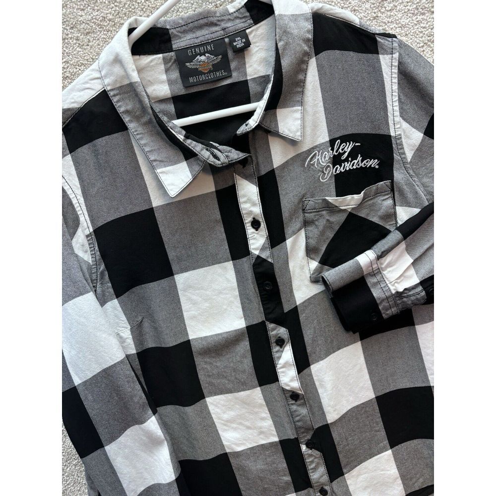 Harley-Davidson Black & White Buffalo Plaid Button-Down Shirt